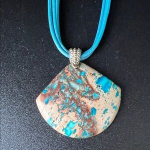 Vintage Canadian Cooper Turquoise Pendant Necklace